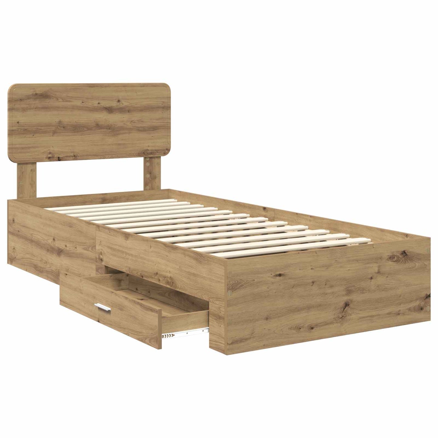 Struttura del letto con cassetto Rovere artigianale 90 x 190 cm | homemem39
