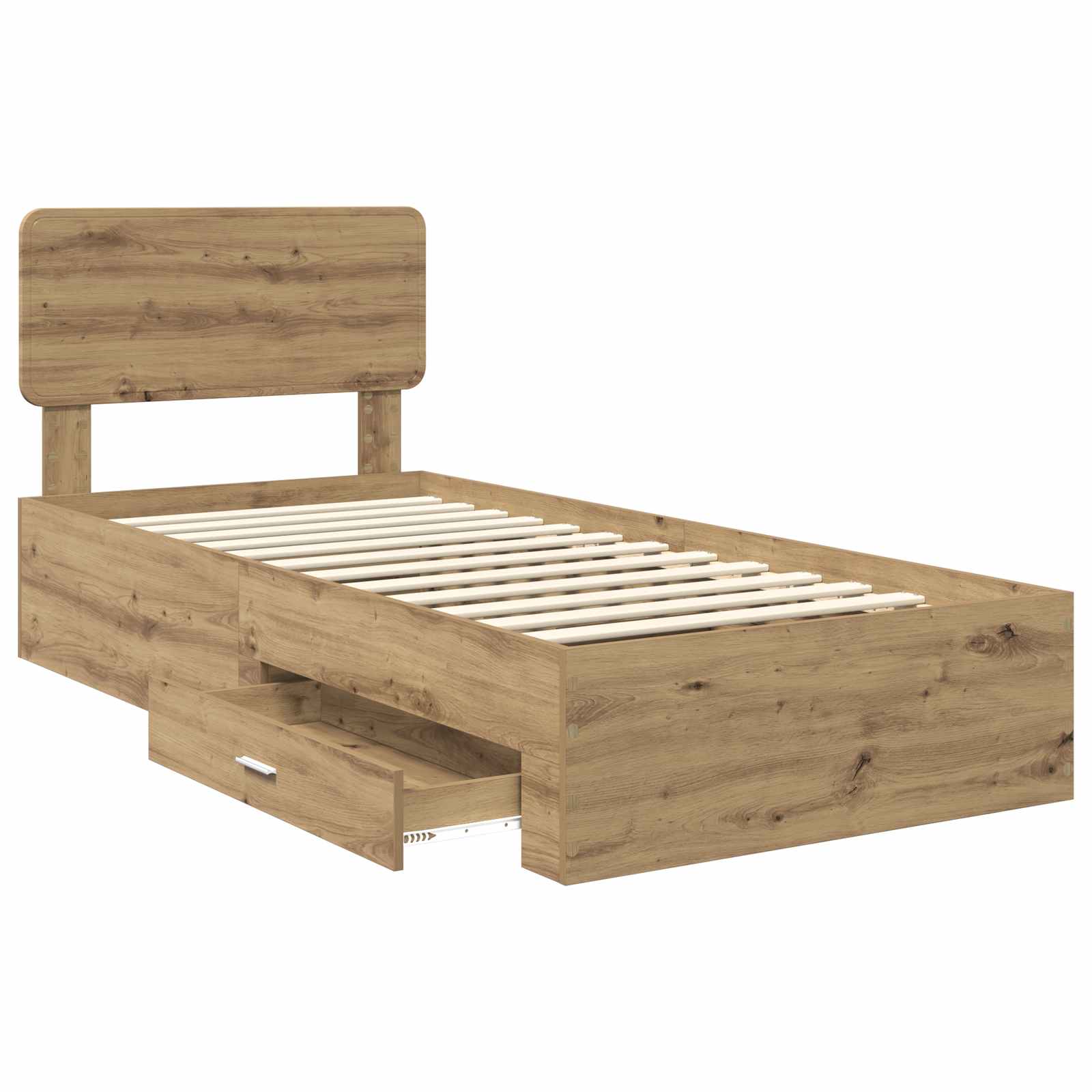 Struttura del letto con cassetto Rovere artigianale 90 x 190 cm | homemem39