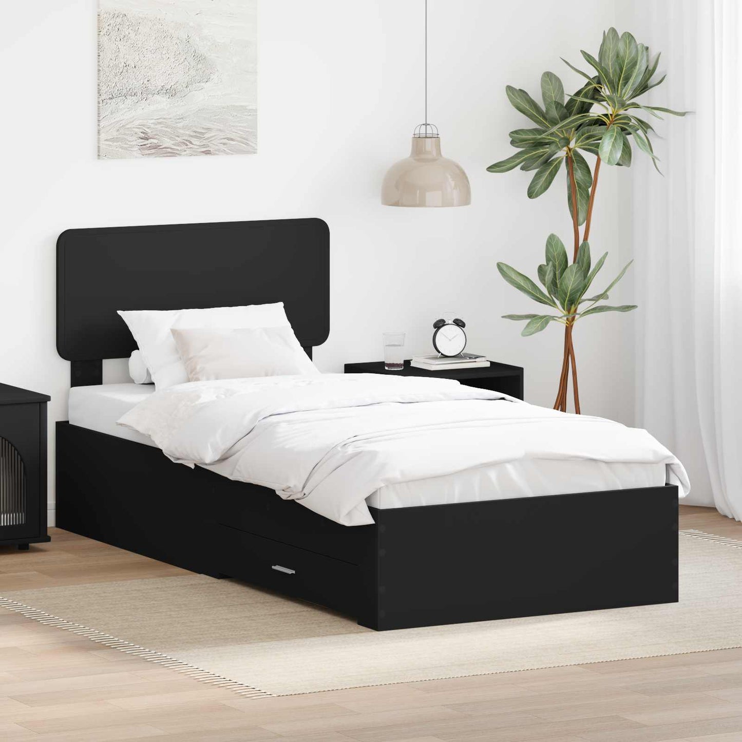 Struttura del letto Nero 75 x 190 cm Legno multistrato | homemem39