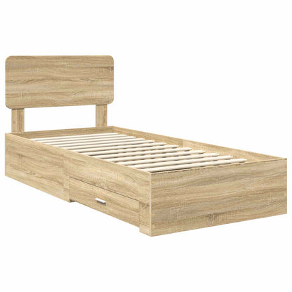 Struttura del letto Rovere Sonoma 75 x 190 cm Legno multistrato | homemem39