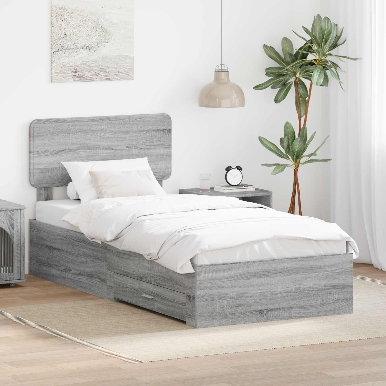 Struttura del letto Grigio Sonoma 75 x 190 cm Legno multistrato | homemem39