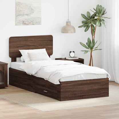 Struttura del letto con testiera Rovere Marrone 75 x 190 cm | homemem39