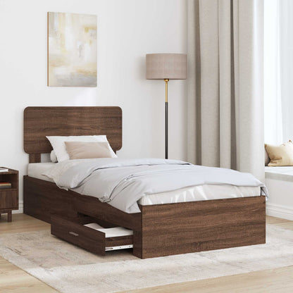 Struttura del letto con testiera Rovere Marrone 75 x 190 cm | homemem39