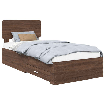 Struttura del letto con testiera Rovere Marrone 75 x 190 cm | homemem39