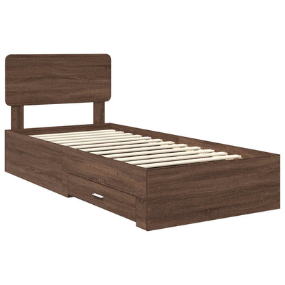 Struttura del letto con testiera Rovere Marrone 75 x 190 cm | homemem39