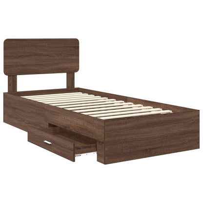 Struttura del letto con testiera Rovere Marrone 75 x 190 cm | homemem39