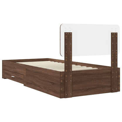 Struttura del letto con testiera Rovere Marrone 75 x 190 cm | homemem39