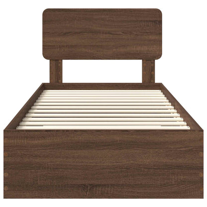 Struttura del letto con testiera Rovere Marrone 75 x 190 cm | homemem39