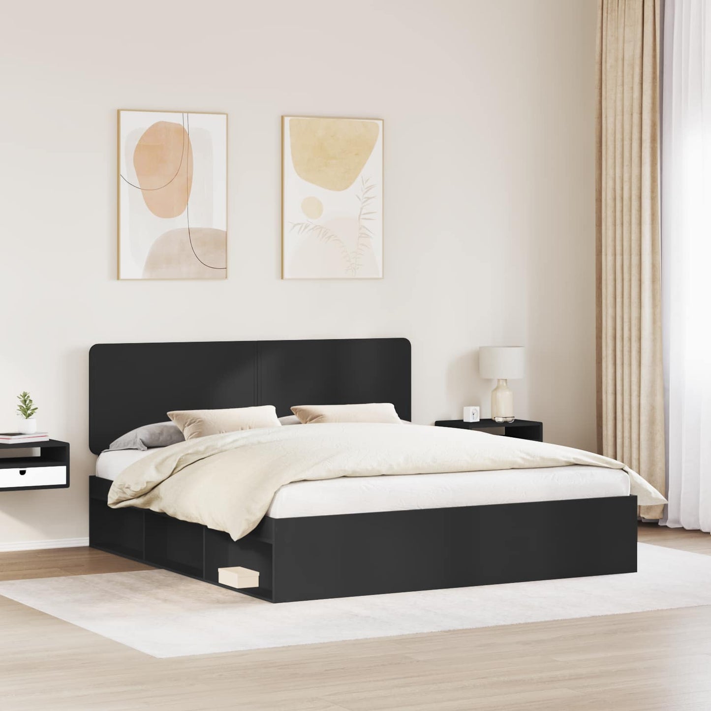 Struttura del letto Nero 200 x 200 cm Pino massello | homemem39