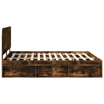 Struttura del letto Rovere fumé 200 x 200 cm Pino massello | homemem39