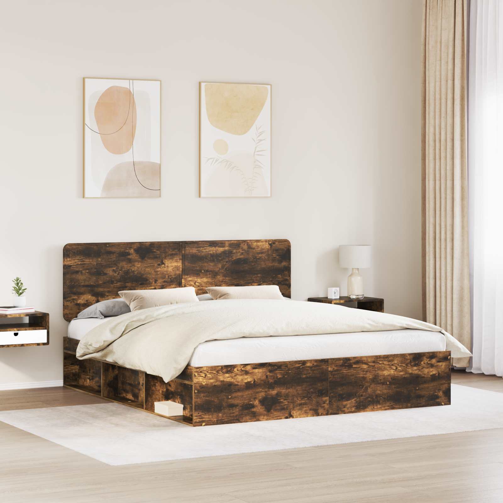 Struttura del letto Rovere fumé 180 x 200 cm Pino massello | homemem39