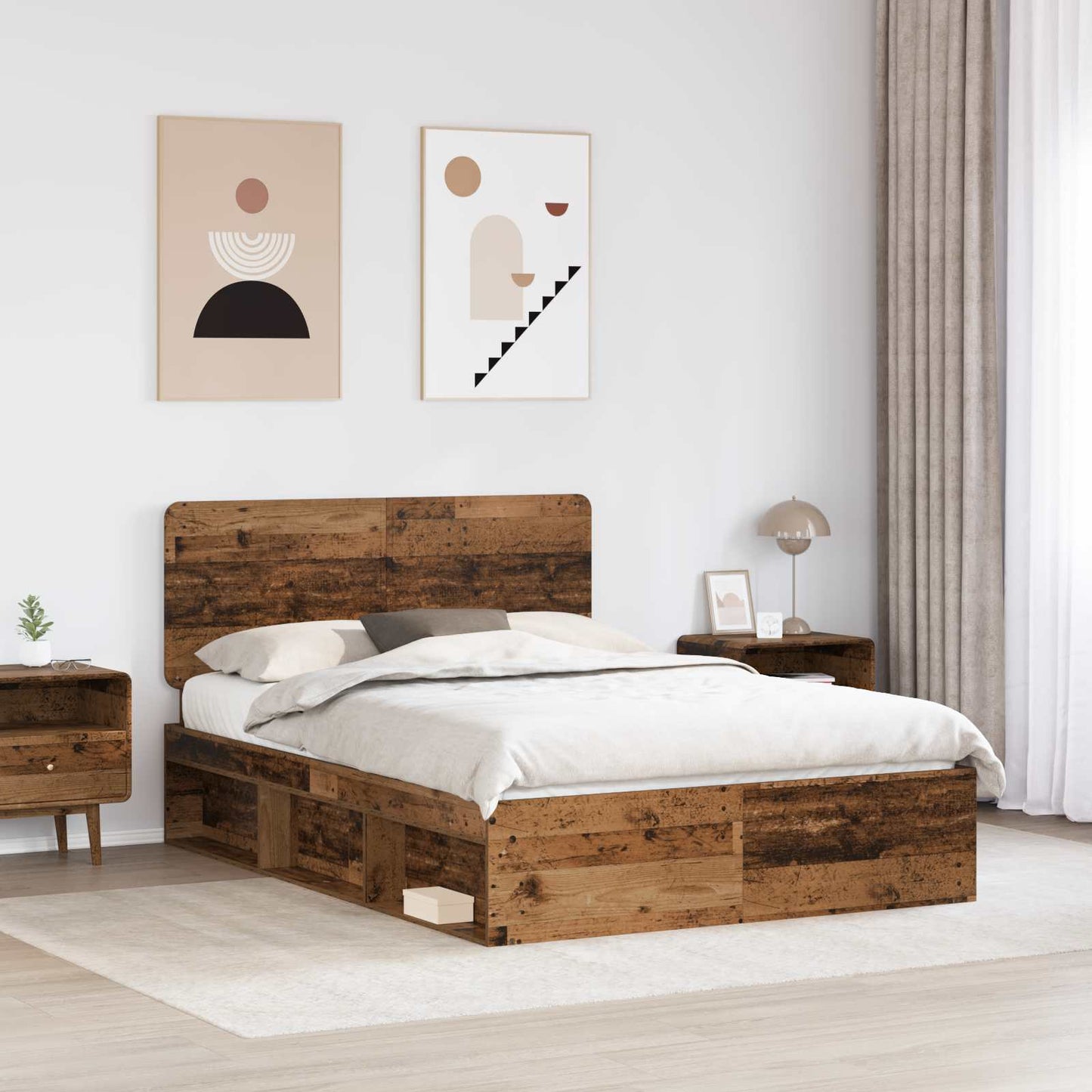 Struttura del letto Legno vecchio 150 x 200 cm Pino massello | homemem39