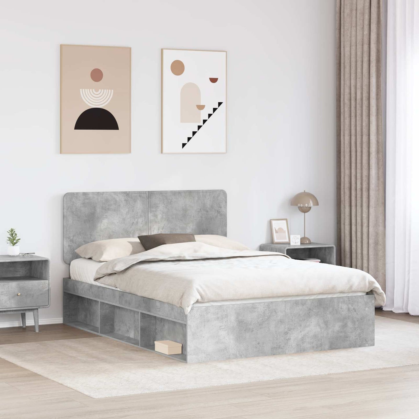 Struttura del letto Calcestruzzo 140 x 200 cm Pino massello | homemem39