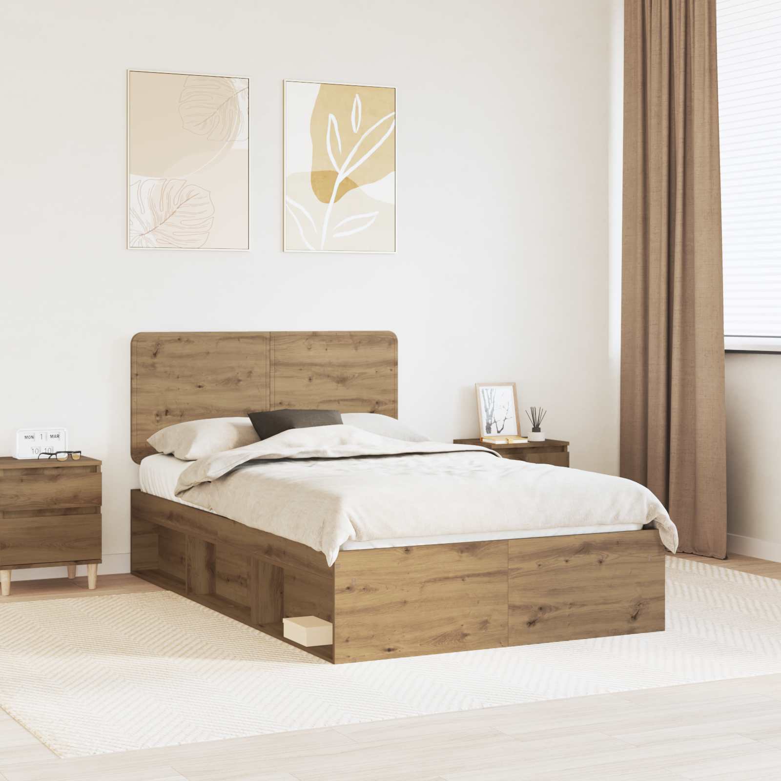 Struttura del letto Rovere Artigianale 135 x 190 cm | homemem39
