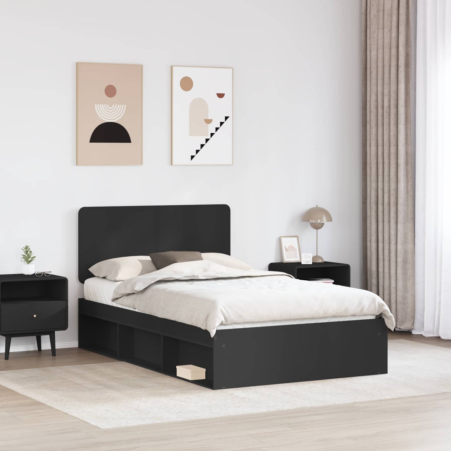 Struttura del letto Nero 120 x 200 cm Pino massello | homemem39