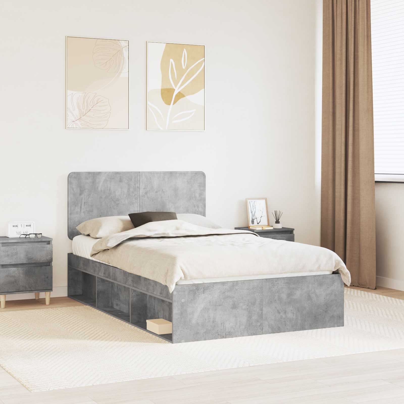 Struttura del letto Calcestruzzo 120 x 200 cm Pino massello | homemem39
