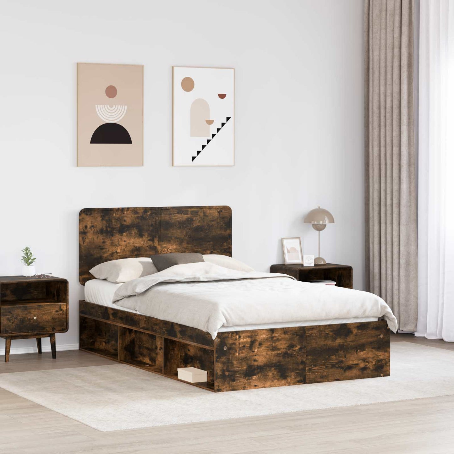 Struttura del letto Rovere fumé 120 x 200 cm Pino massello | homemem39