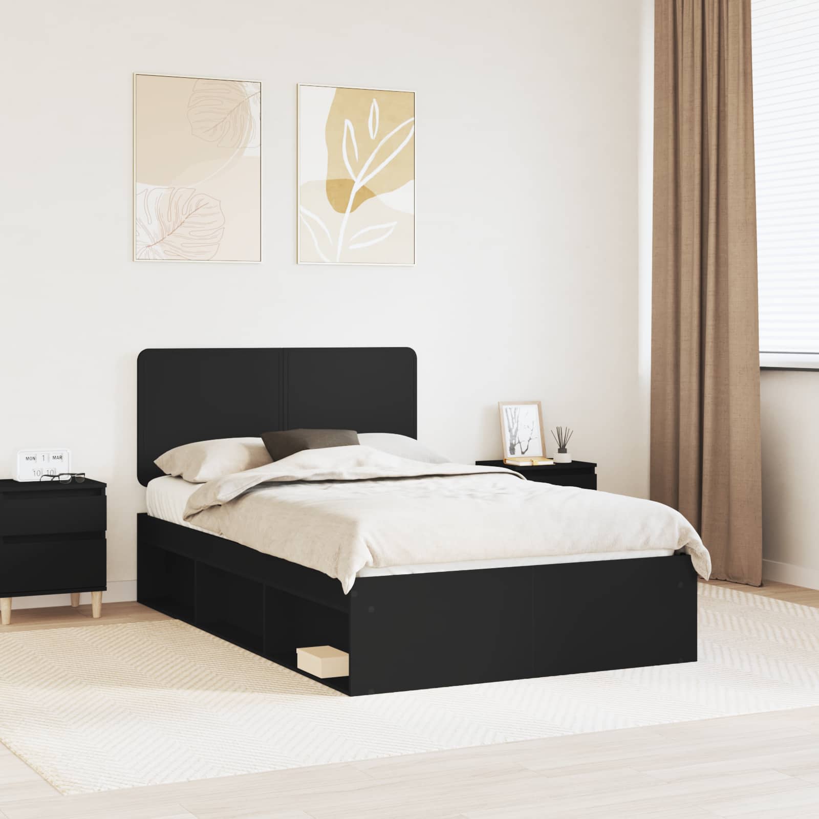 Struttura del letto Nero 120 x 190 cm Pino massello | homemem39