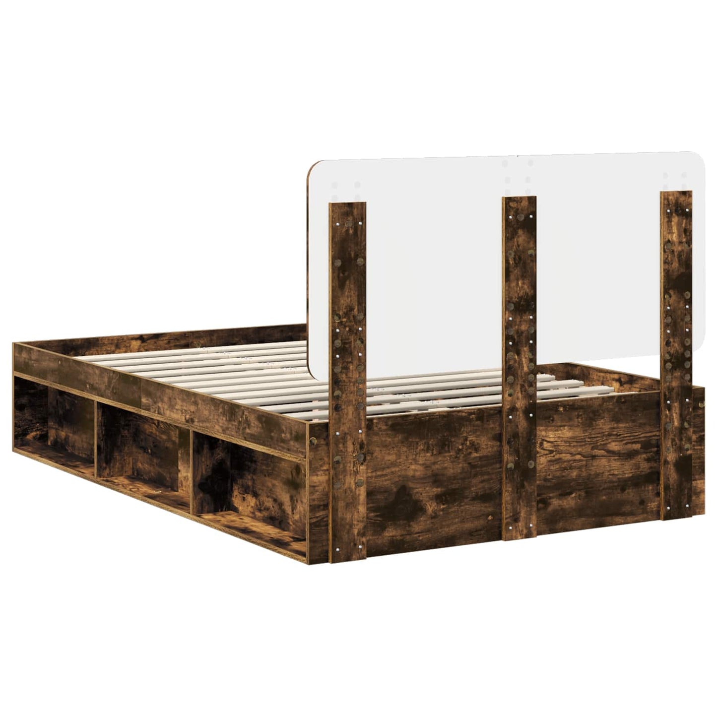 Struttura del letto Rovere fumé 120 x 190 cm Pino massello