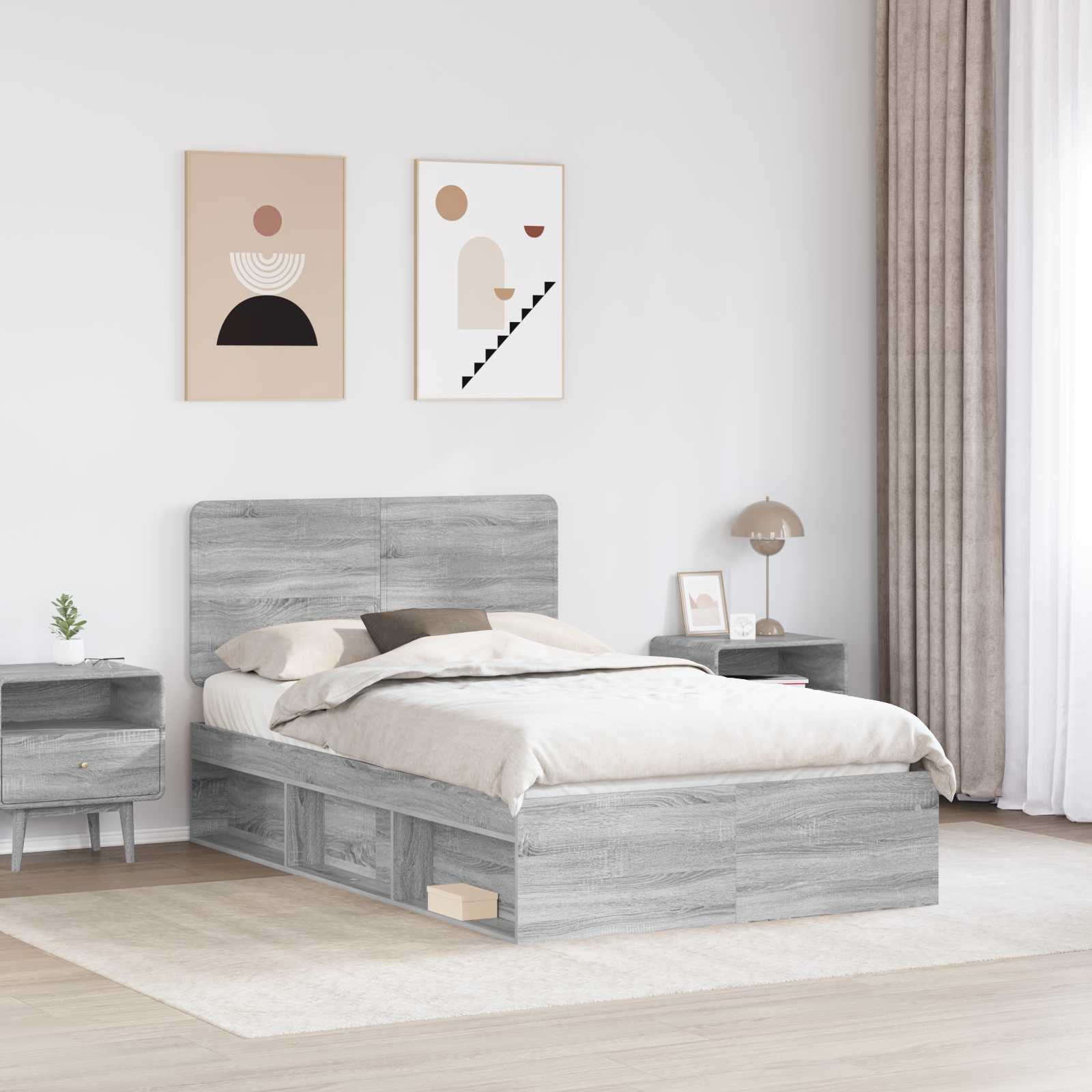 Struttura del letto Grigio Sonoma 120 x 190 cm Pino massello | homemem39