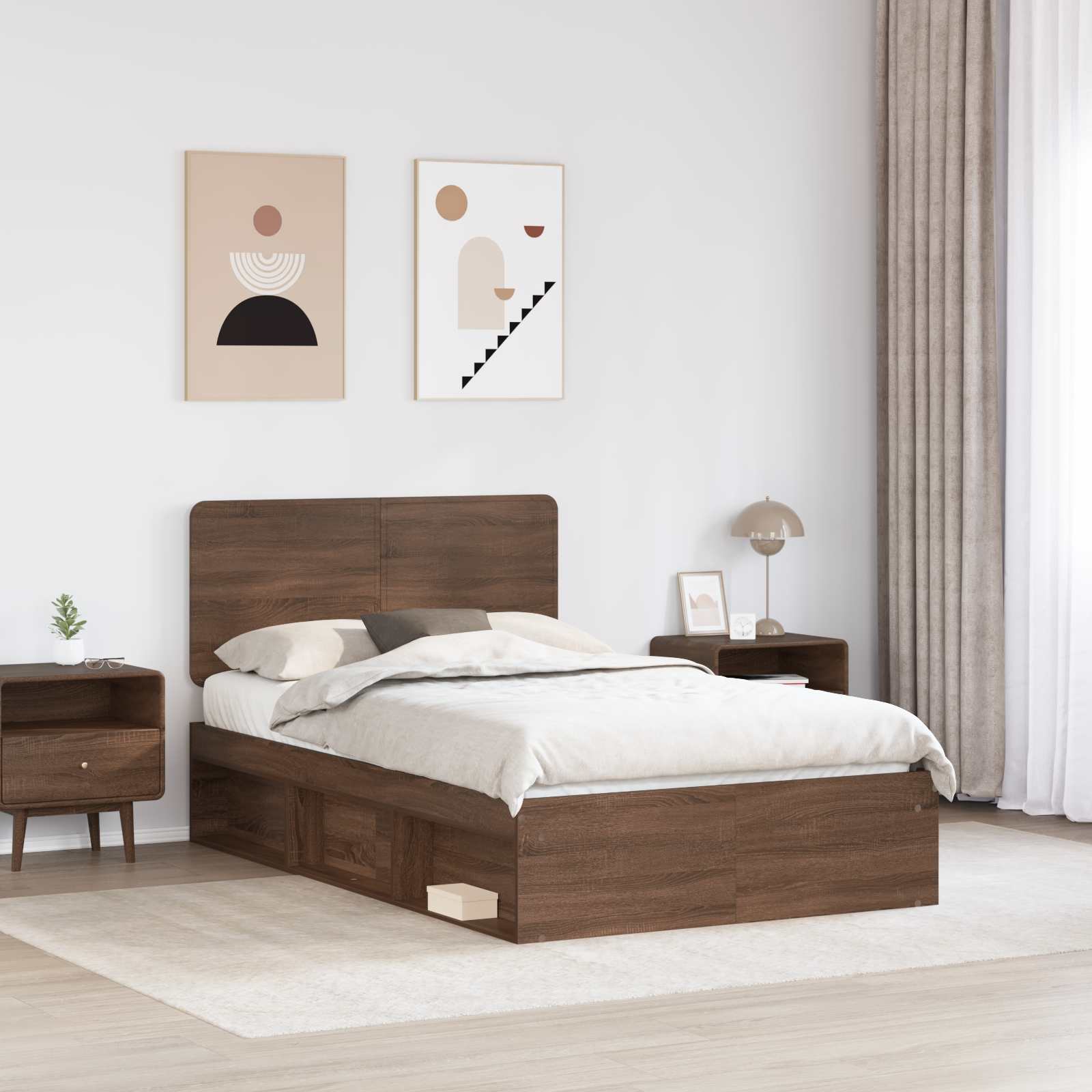Struttura del letto Rovere Marrone 120 x 190 cm Pino massello | homemem39