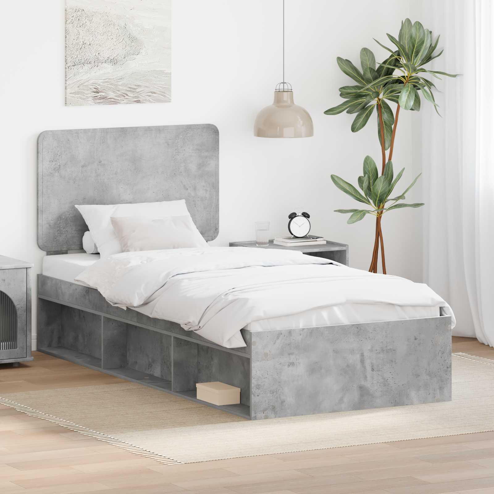 Struttura del letto Grigio Concretè 100 x 200 cm Pino massello | homemem39