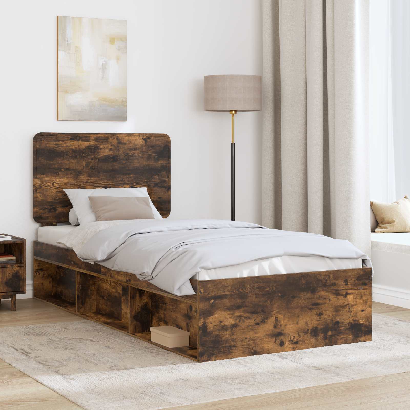 Struttura del letto Rovere fumé 90 x 200 cm Pino massello | homemem39
