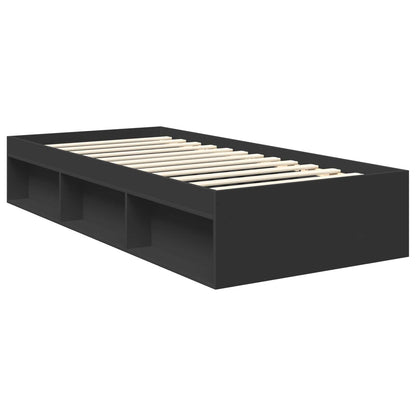 Struttura del letto con testiera Nero 90 x 190 cm Pino massello | homemem39