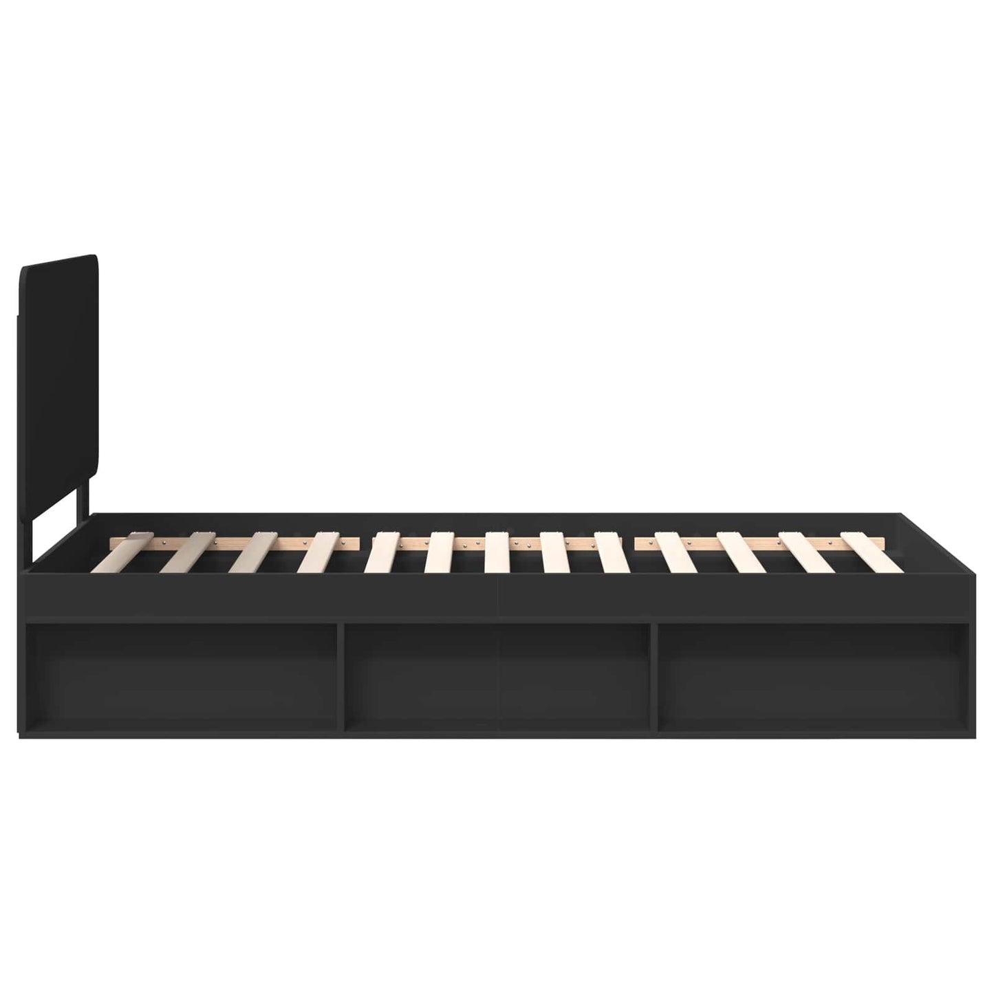 Struttura del letto con testiera Nero 90 x 190 cm Pino massello | homemem39
