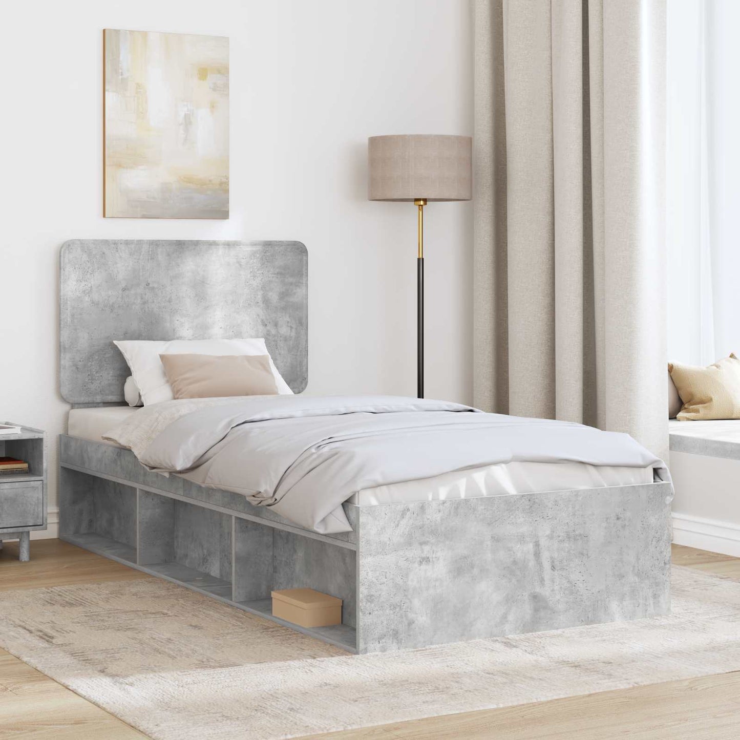 Struttura del letto Grigio Concretè 90 x 190 cm Pino massello | homemem39