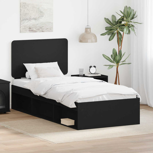 Struttura del letto con testiera Nero 75 x 190 cm Pino massello | homemem39
