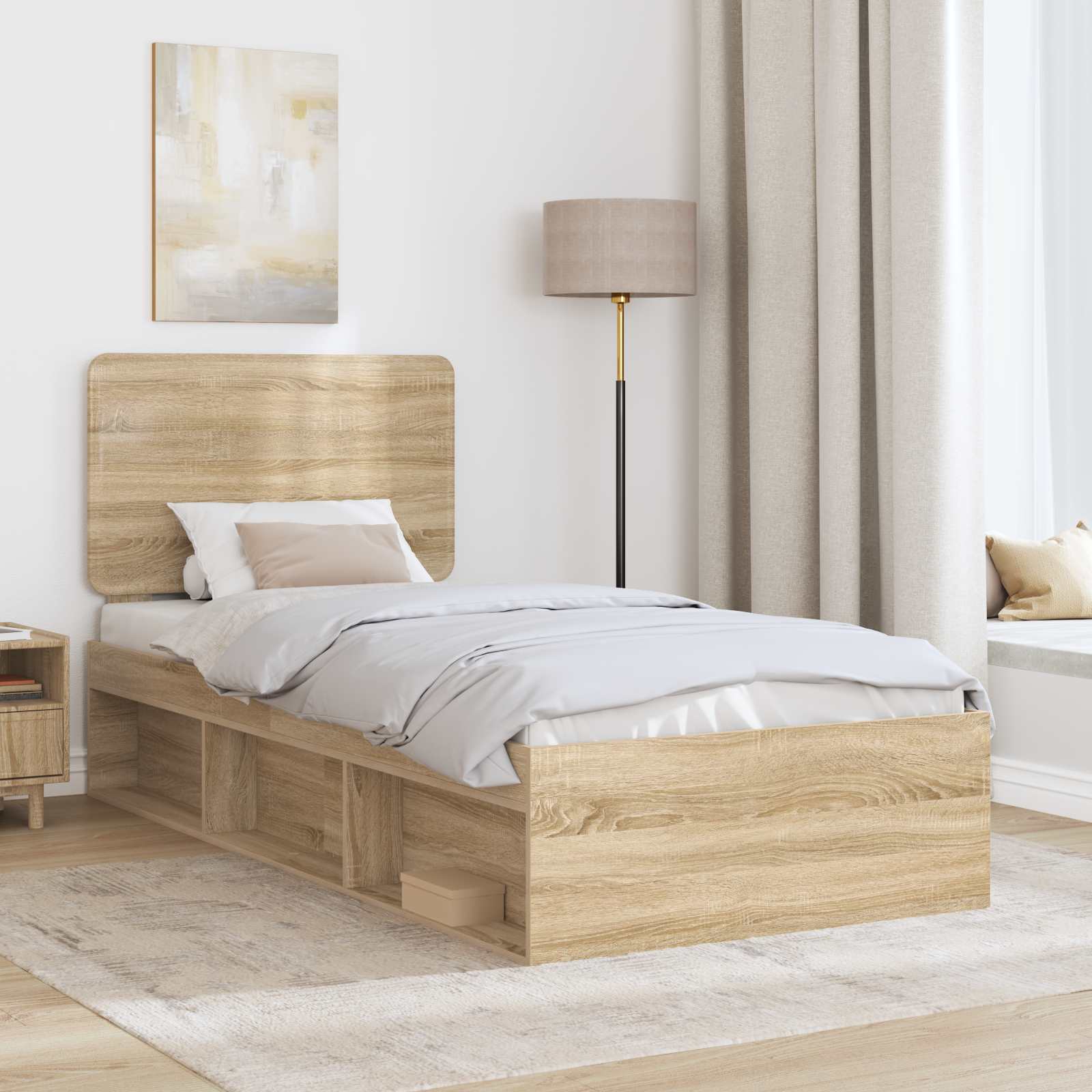 Struttura del letto Rovere Sonoma 75 x 190 cm Pino massello | homemem39
