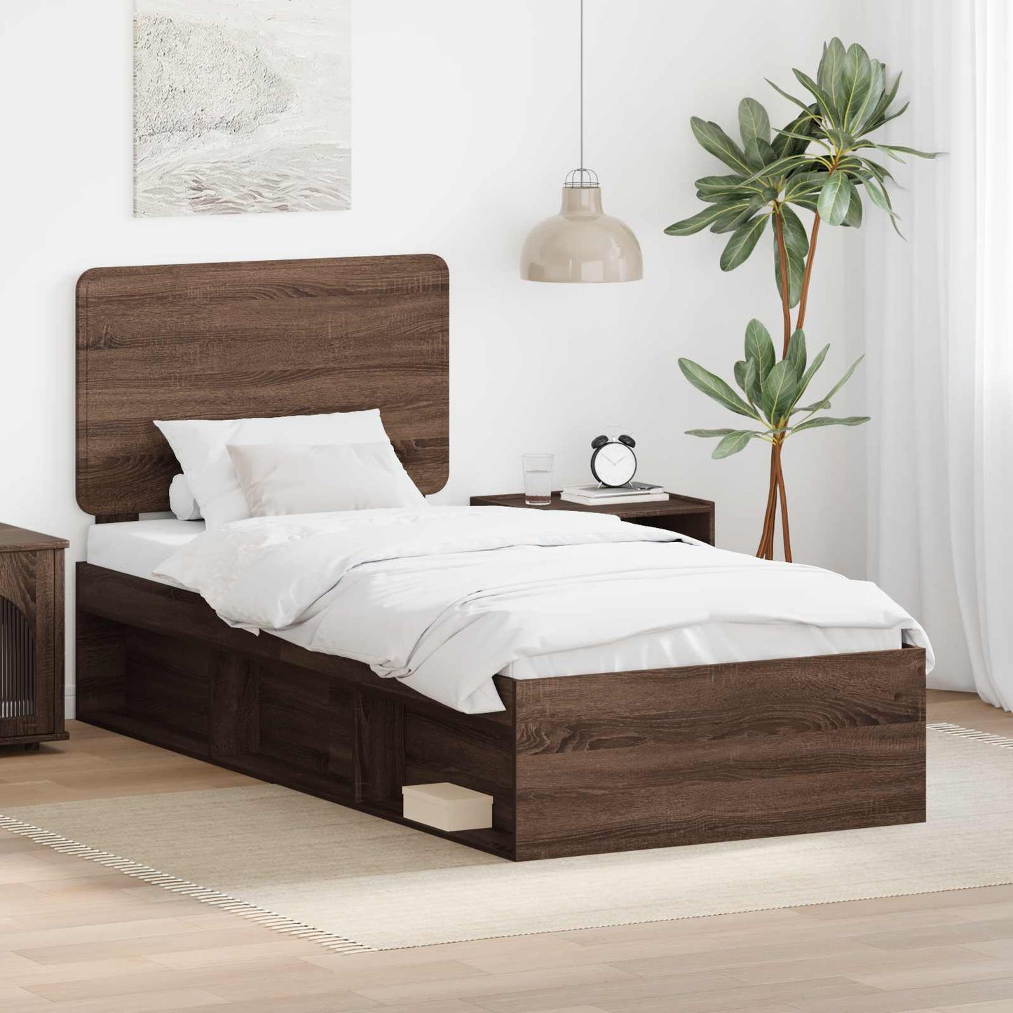 Struttura del letto Rovere Marrone 75 x 190 cm Pino massello | homemem39