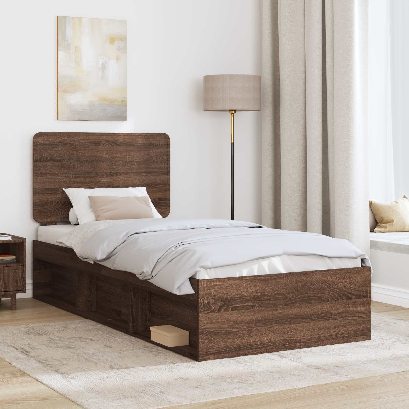 Struttura del letto Rovere Marrone 75 x 190 cm Pino massello | homemem39