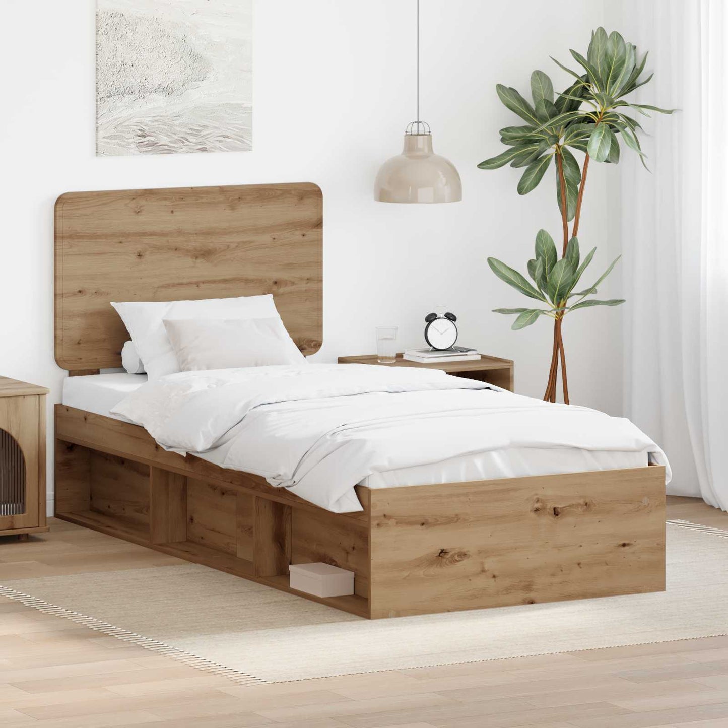 Struttura del letto con testiera Rovere Artigianale 75 x 190 cm | homemem39