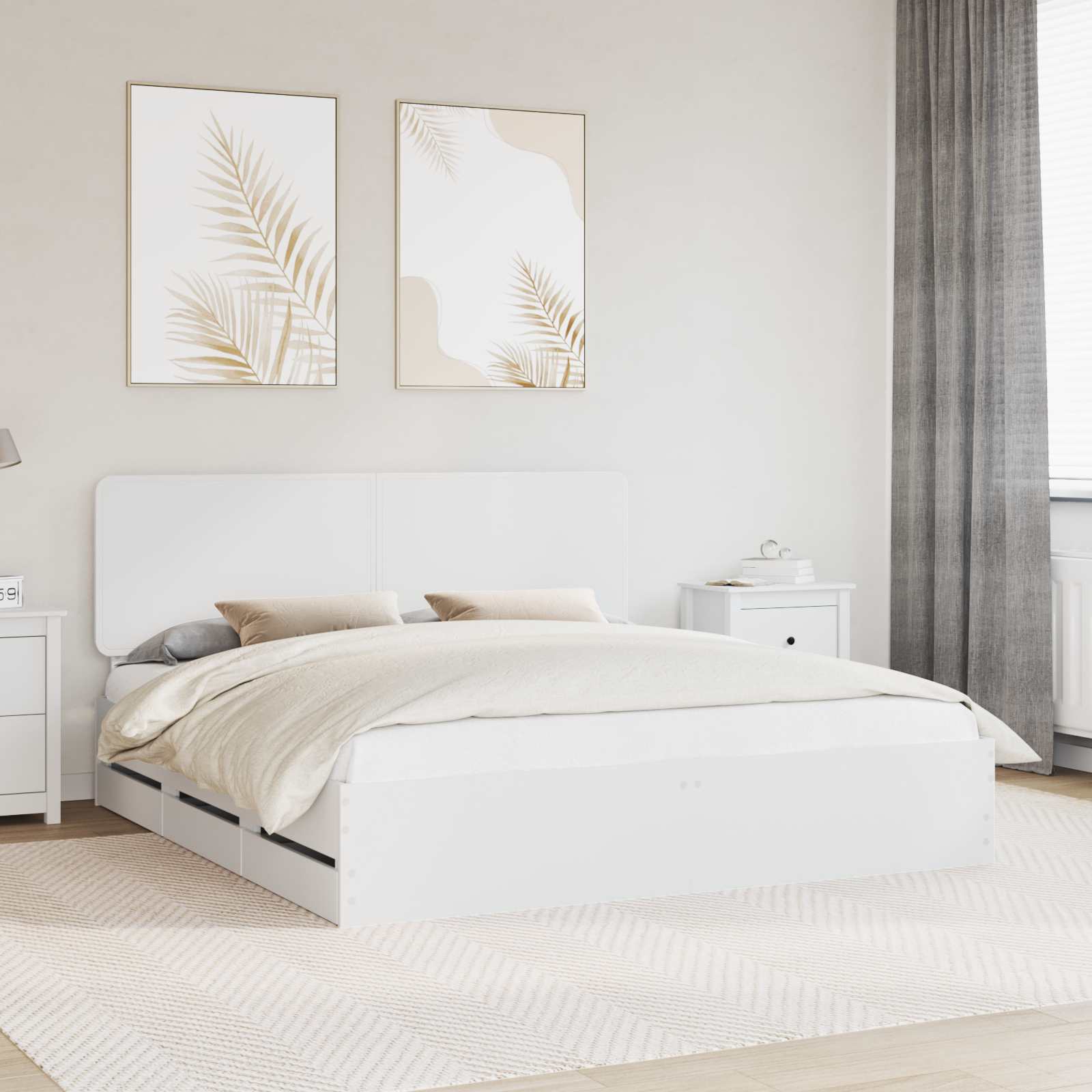 Struttura del letto Bianco 200 x 200 cm Legno Ingegnerizzato | homemem39