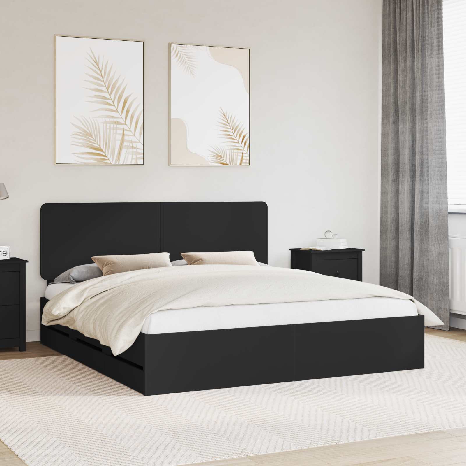 Struttura del letto Nero 200 x 200 cm Legno Ingegnerizzato | homemem39