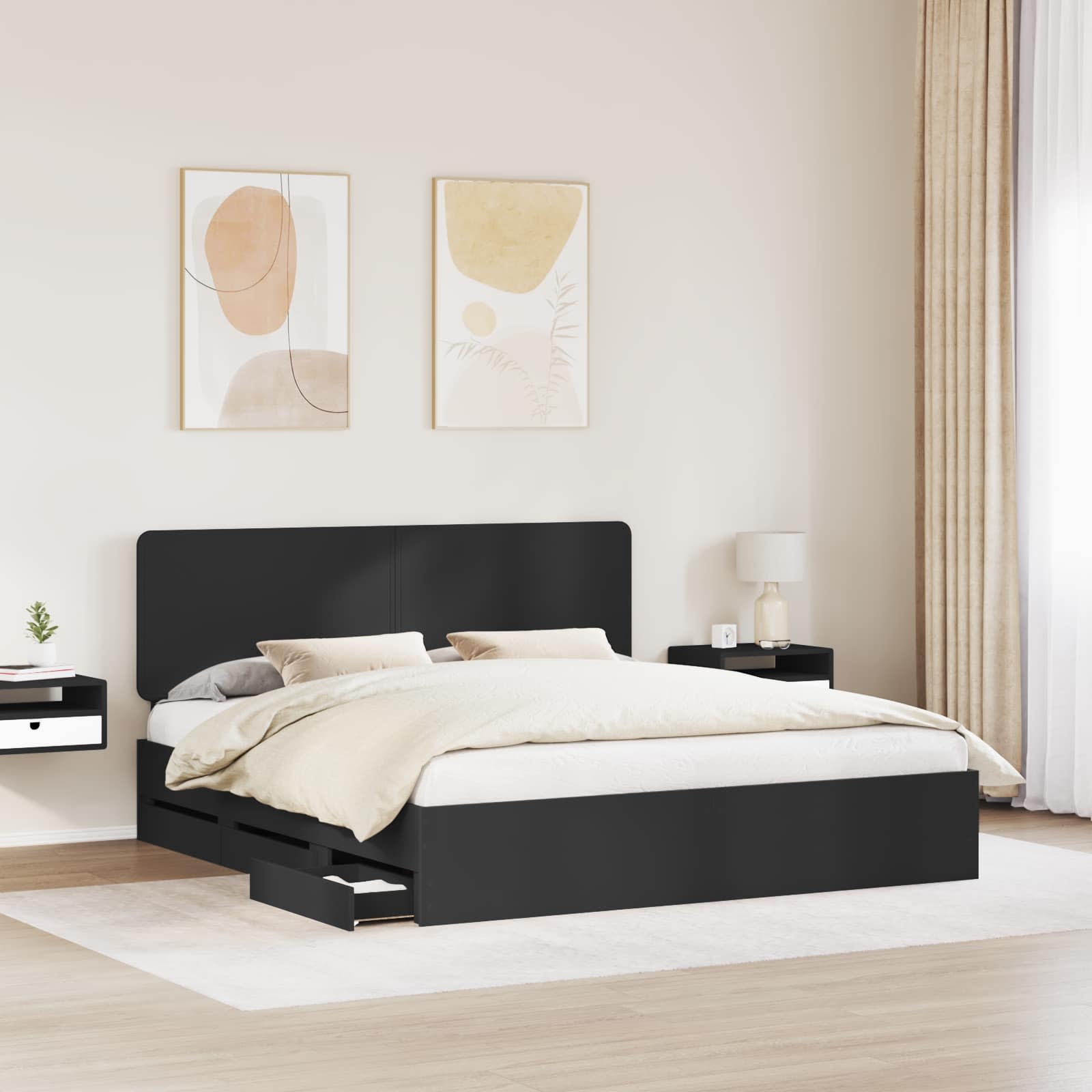 Struttura del letto Nero 200 x 200 cm Legno Ingegnerizzato | homemem39