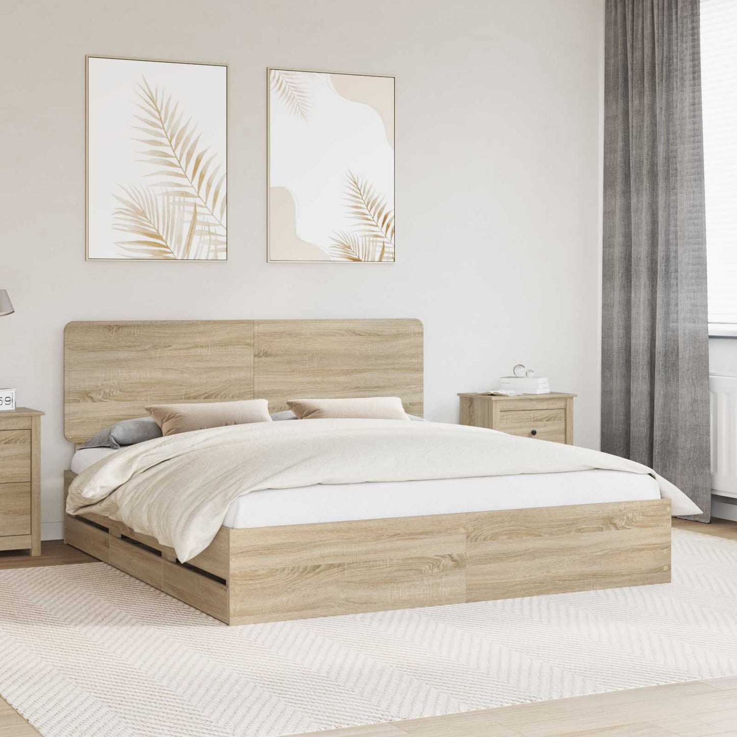 Struttura del letto con cassetto Rovere Sonoma 200 x 200 cm | homemem39
