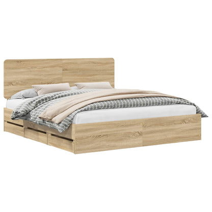 Struttura del letto con cassetto Rovere Sonoma 200 x 200 cm | homemem39