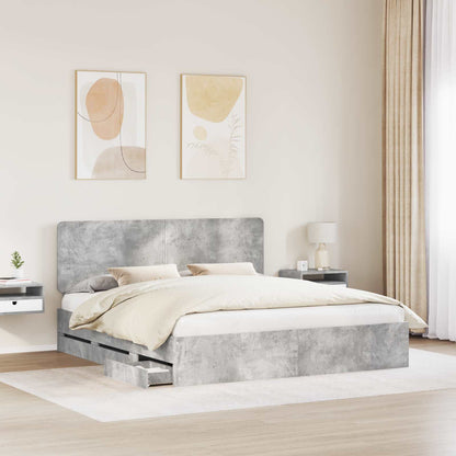 Struttura del letto con cassetto Grigio cemento 200 x 200 cm | homemem39