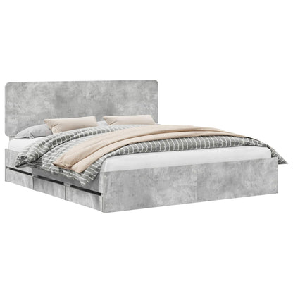 Struttura del letto con cassetto Grigio cemento 200 x 200 cm | homemem39