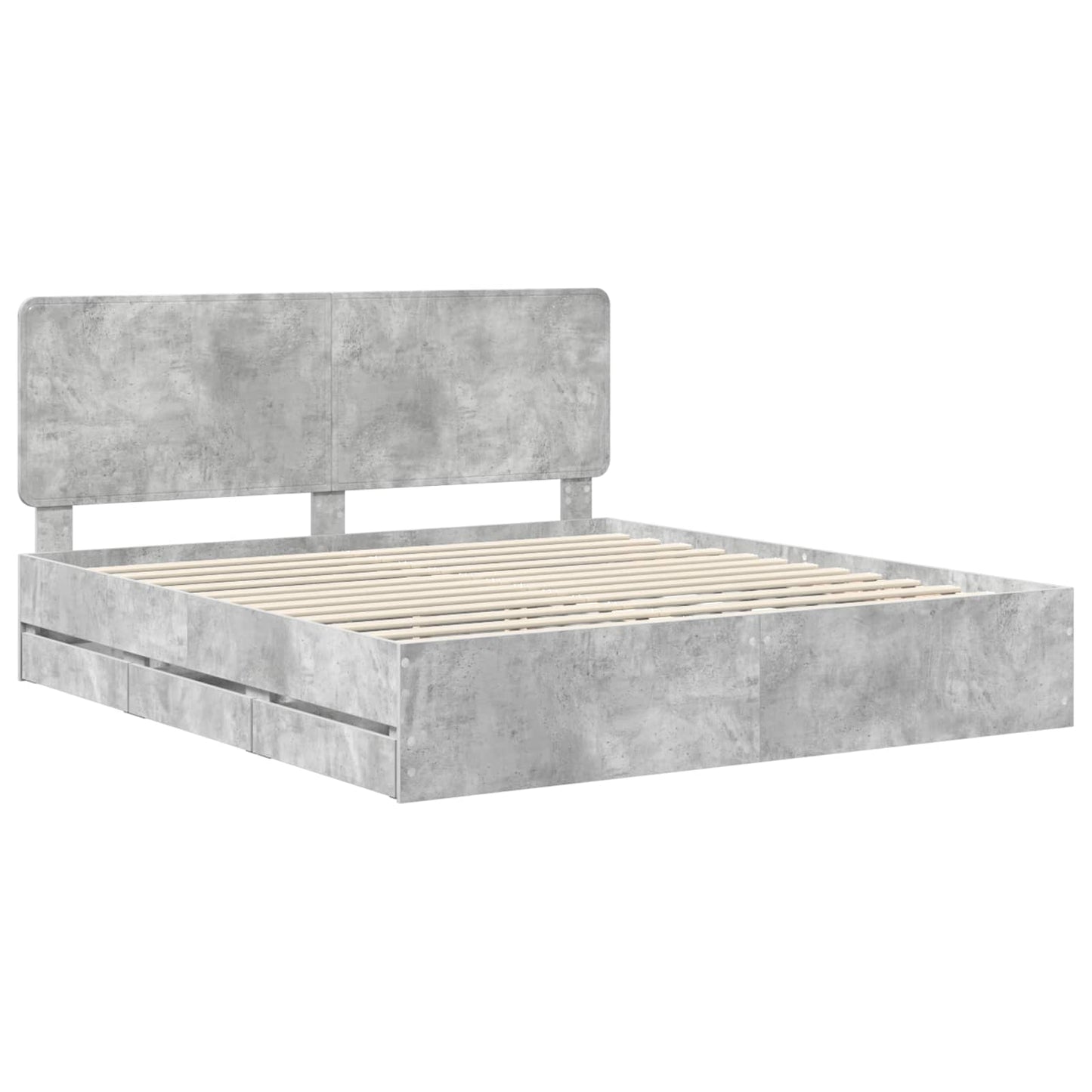 Struttura del letto con cassetto Grigio cemento 200 x 200 cm | homemem39