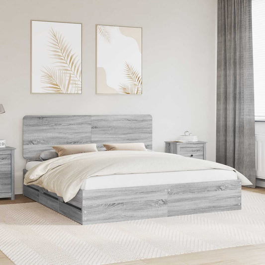 Struttura del letto con cassetto Grigio Sonoma 200 x 200 cm | homemem39