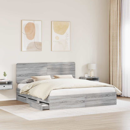 Struttura del letto con cassetto Grigio Sonoma 200 x 200 cm | homemem39