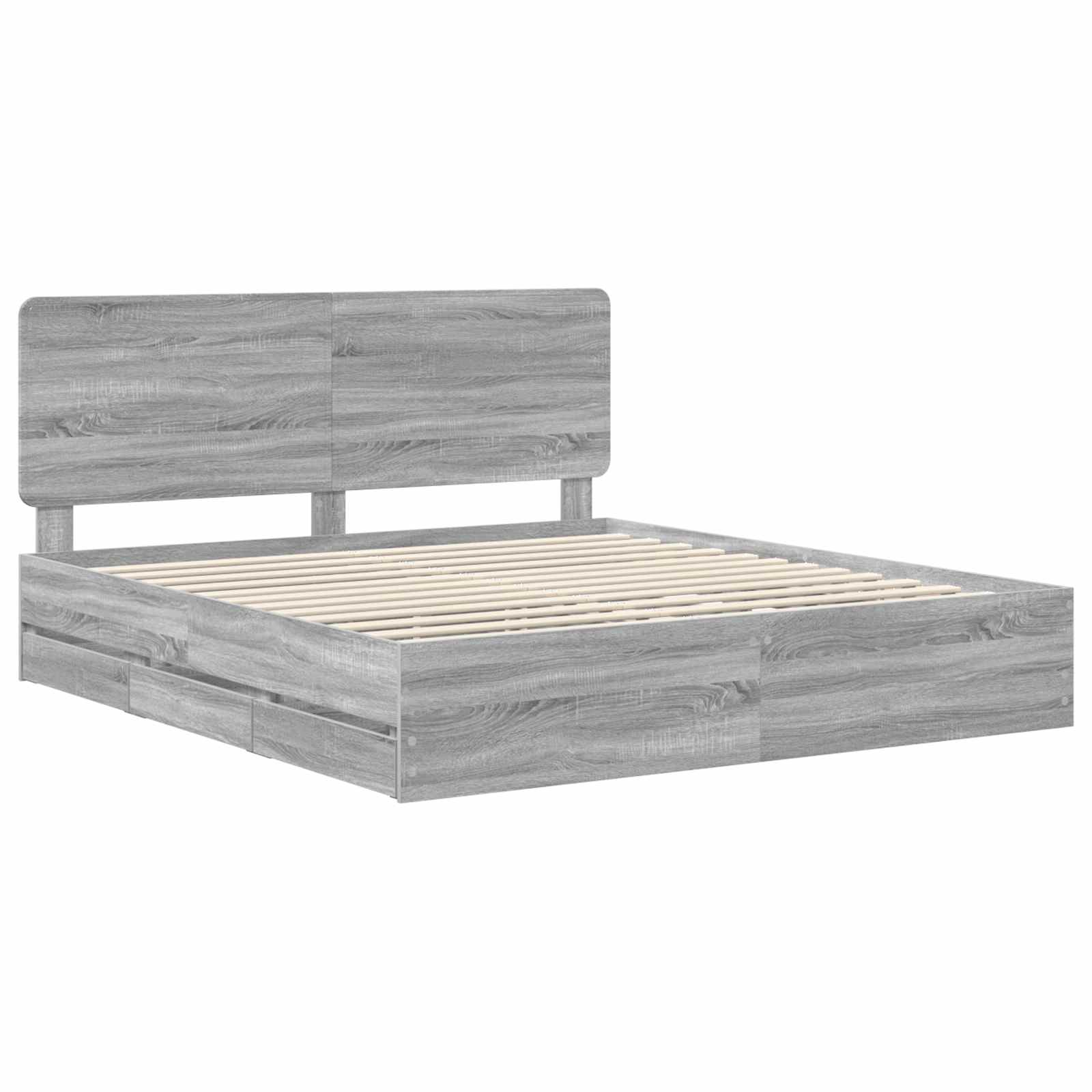 Struttura del letto con cassetto Grigio Sonoma 200 x 200 cm | homemem39
