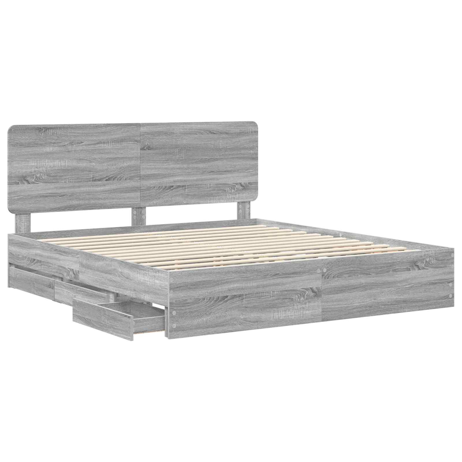Struttura del letto con cassetto Grigio Sonoma 200 x 200 cm | homemem39