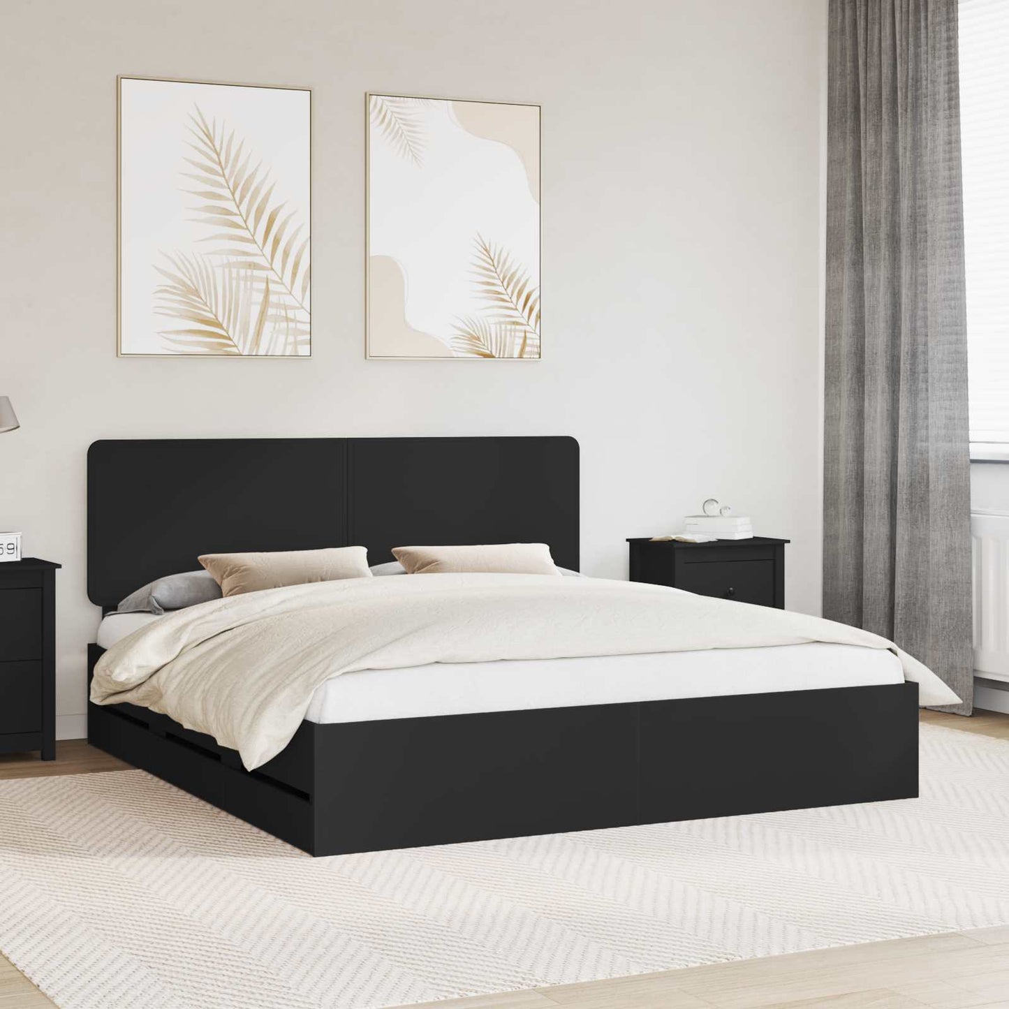 Struttura del letto Nero 180 x 200 cm Legno Ingegnerizzato