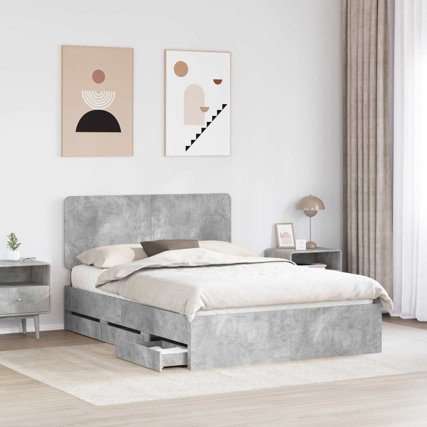 Struttura del letto con cassetto Grigio cemento 160 x 200 cm | homemem39
