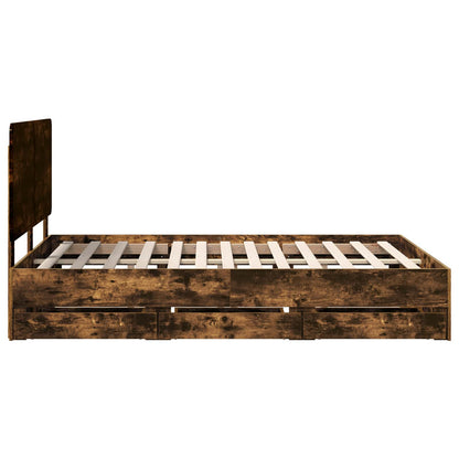 Struttura del letto con cassetto Rovere fumé 160 x 200 cm